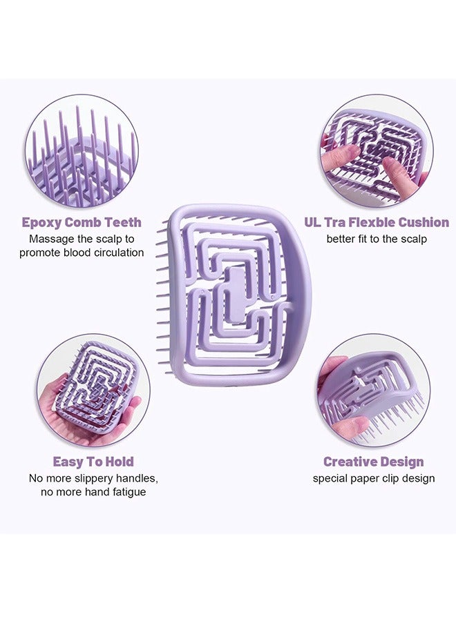 2 قطعة فرشاة شعر فك تشابك الشعر المضادة للكهرباء الساكنة ، مشط تصفيف الشعر المرن الناعم Oneleaf ، فرش فرد الشعر (أرجواني ، أسود) - Image 3