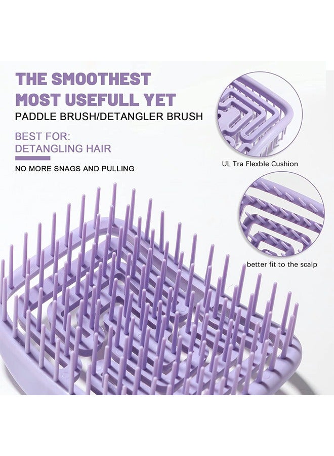 2 قطعة فرشاة شعر فك تشابك الشعر المضادة للكهرباء الساكنة ، مشط تصفيف الشعر المرن الناعم Oneleaf ، فرش فرد الشعر (أرجواني ، أسود) - Image 4