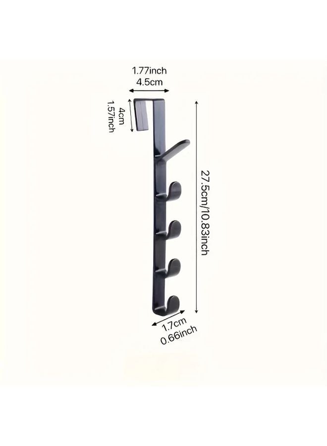 أربعة خطافات للباب الأسود، 5 خطافات لكل منها، تصميم عصري للتثبيت في الحمام وغرفة النوم وخزانة الملابس وتخزين الأدوات - Image 4