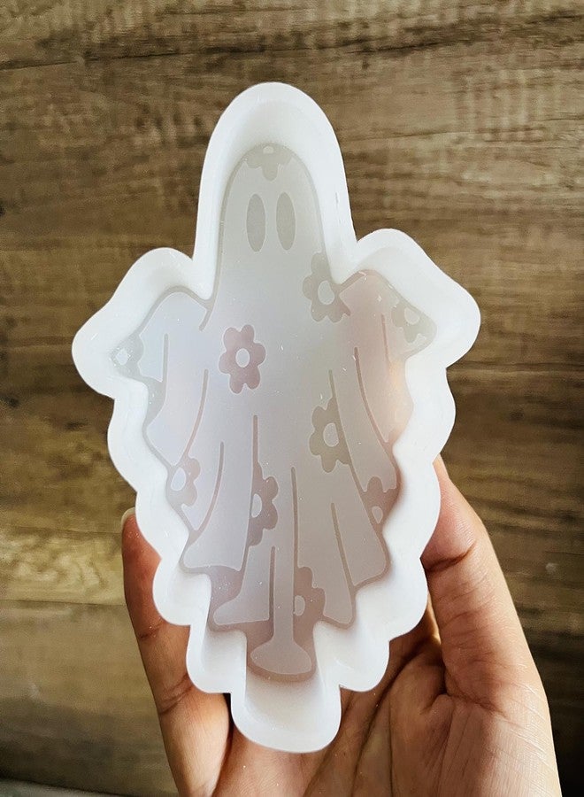 Duawenki The Ghost with Flowers Shape Car Freshie Silicone Mold for Making Soap Aroma Beads Car Freshie, Pendant, Candle, Resin - Image 4