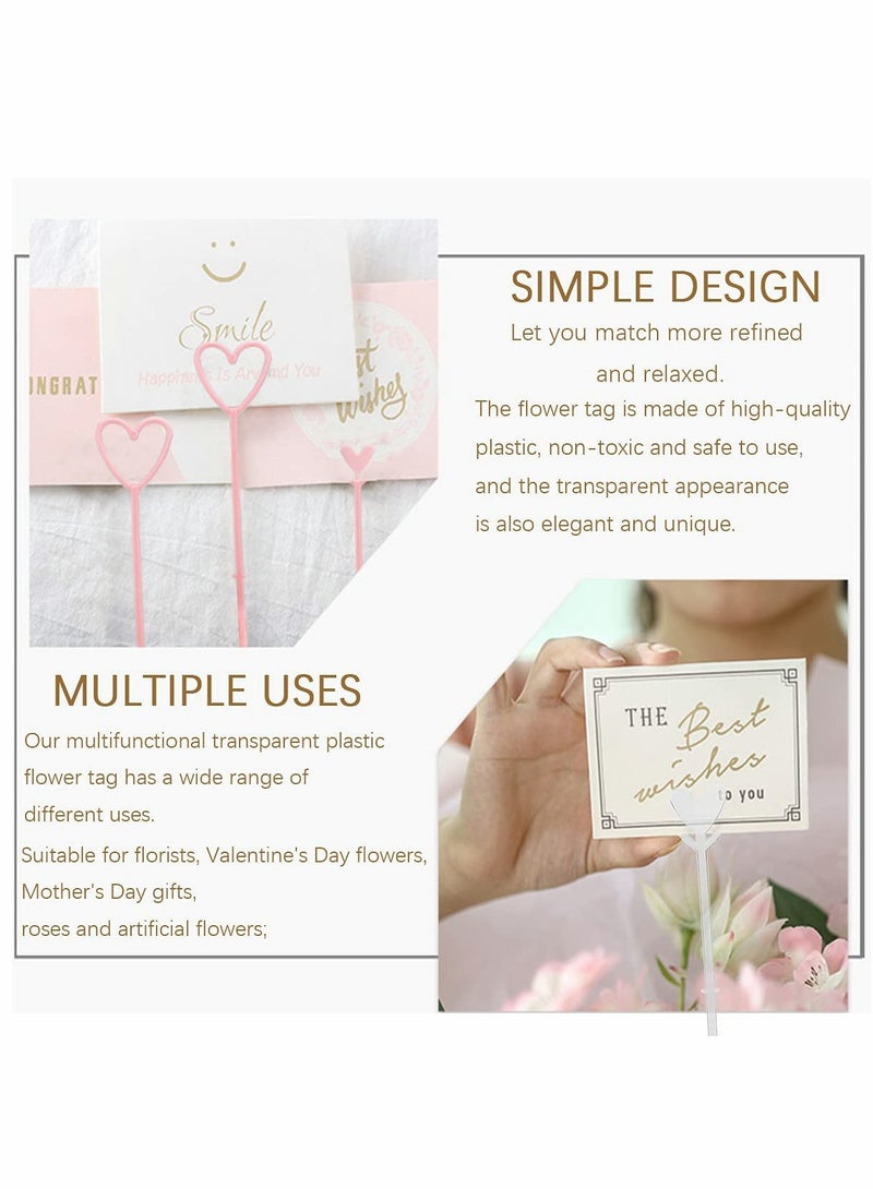 SOLARAE أعمدة زهور بلاستيكية شفافة لحامل البطاقات، شكل شوكة ورأس قلب لالتقاط الزهور لحفلات الزفاف وأعياد الميلاد والفعاليات، 160 قطعة - Image 2