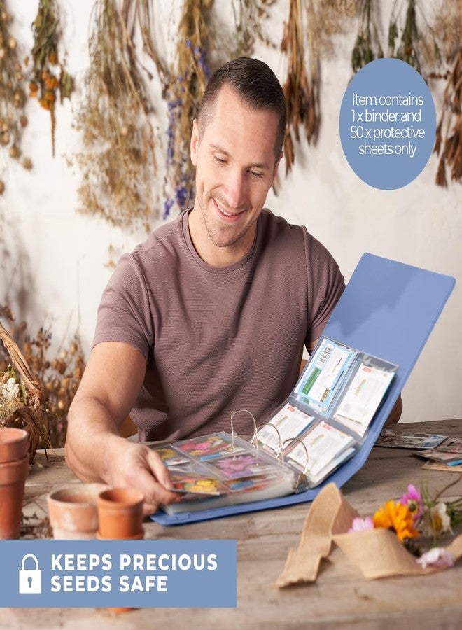 WILDGOOSE Seed Storage Organizer Binder - Seed Packet Organizer with 50 Pack Sheet Protectors That Stores 200 Seed Envelopes. (Blue) - Image 3