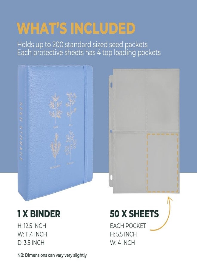 WILDGOOSE Seed Storage Organizer Binder - Seed Packet Organizer with 50 Pack Sheet Protectors That Stores 200 Seed Envelopes. (Blue) - Image 4