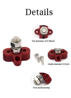 KASTWAVE 2 Pack Bus Bar Power Distribution Block Junction Block 3/8" Positive Single Power Junction Post Insulated Terminal Stud Heavy Duty 48V for Auto  - Image 3