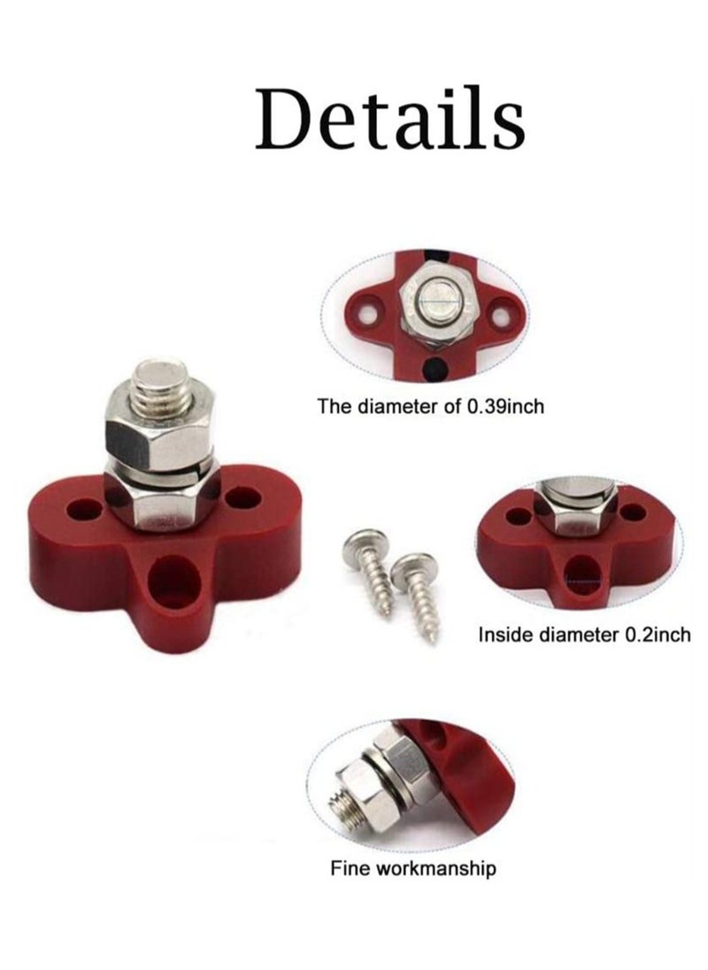 KASTWAVE - 2 Pack Bus Bar Power Distribution Block Junction Block 3/8" Positive Single Power Junction Post Insulated Terminal Stud Heavy Duty 48V for Auto - Image 1