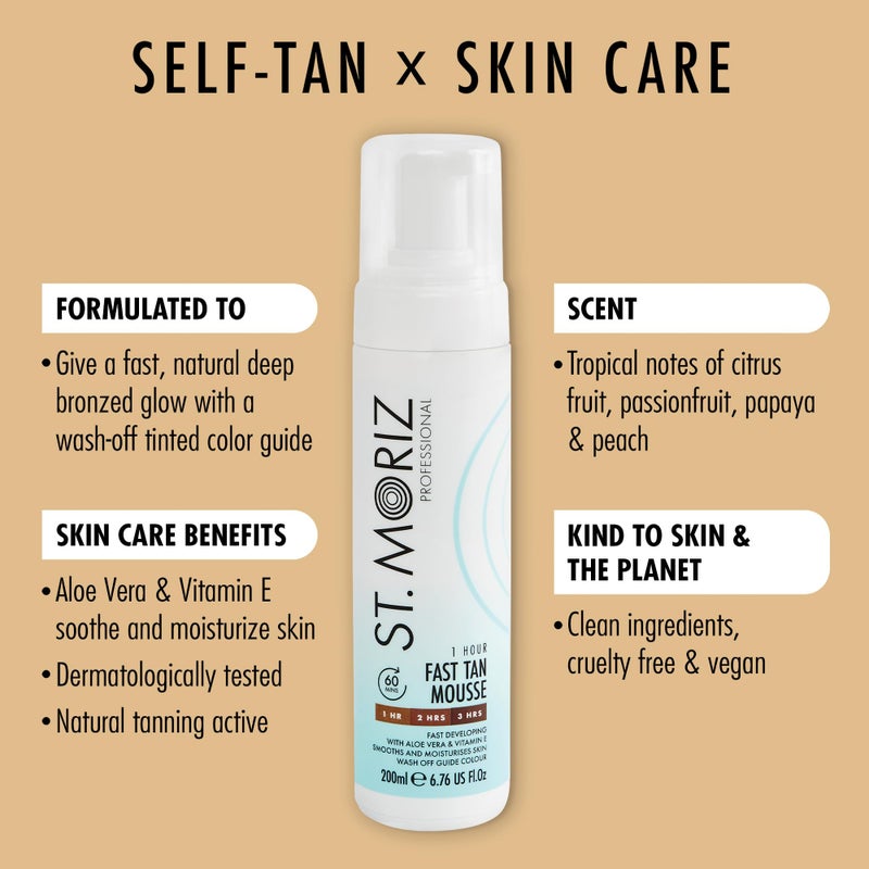 St. Moriz St Moriz Professional 1 Hour Fast Self Tanner Mousse, Light to Dark â€“ Instant, Express Self Tanner Foam for a Golden, Natural Looking Fake Tan with Aloe Vera & Vitamin E - Vegan (6.76 fl oz) - Image 3