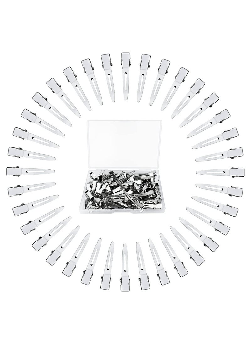 Tenalleys - Tenalleys 50 Pcs Metal Duck Bill Hair Clips Silver Single Prong Hair Clips for Women Styling Hair Coloring Bows DIY Hair Extensions Salon 177Inch - Image 1