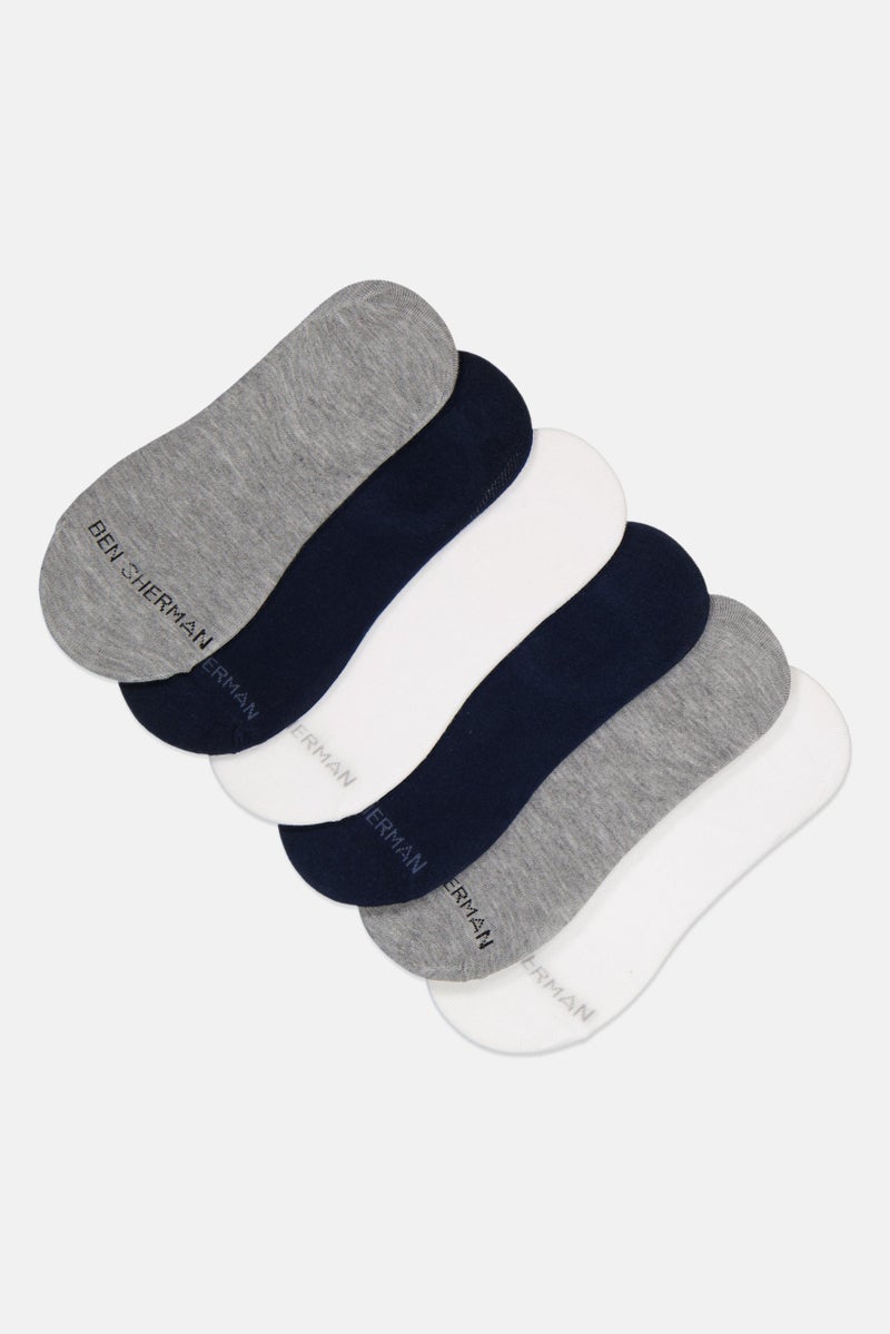 Ben Sherman Men 6 Pairs Brand Logo Silicone Heel Grip Socks, Multicolor  - Image 1