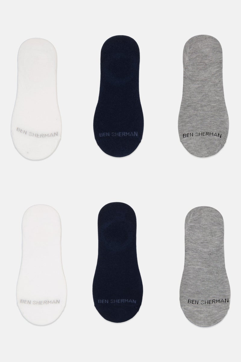 Ben Sherman Men 6 Pairs Brand Logo Silicone Heel Grip Socks, Multicolor  - Image 2