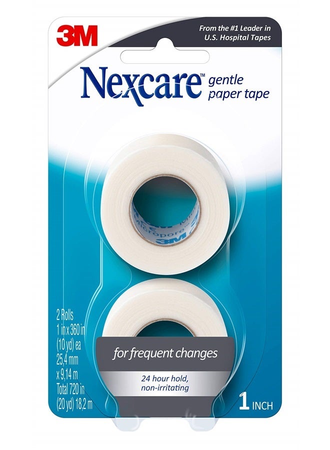 Nexcare Gentle Paper Tape, Medical Paper Tape, Secures Dressings and Lifts Away Gently - 1 In x 10 Yds, 2 Rolls of Tape - Image 1