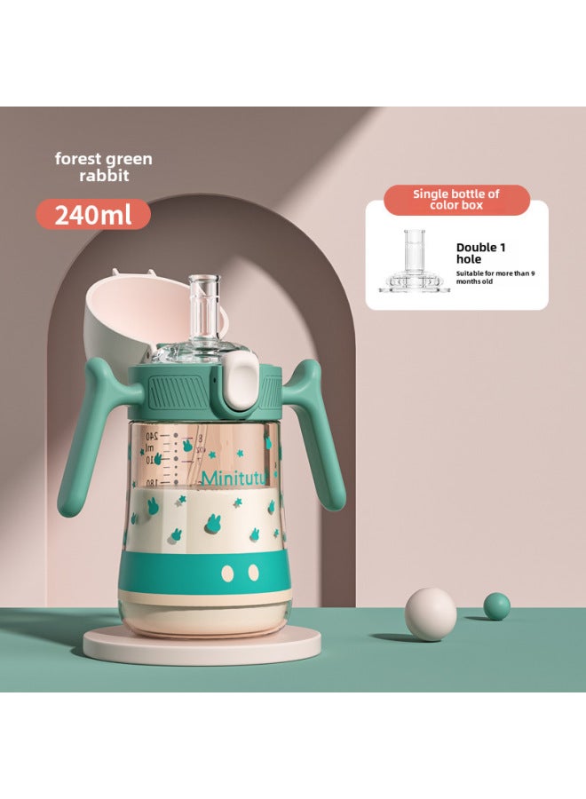 ميني توت - كوب أطفال واسع الفوهة من مادة PPSU، حساس للحرارة، مقاوم للسقوط، مقاوم لدرجات الحرارة العالية، مزود بقشة شرب، كوب ماء للشرب
