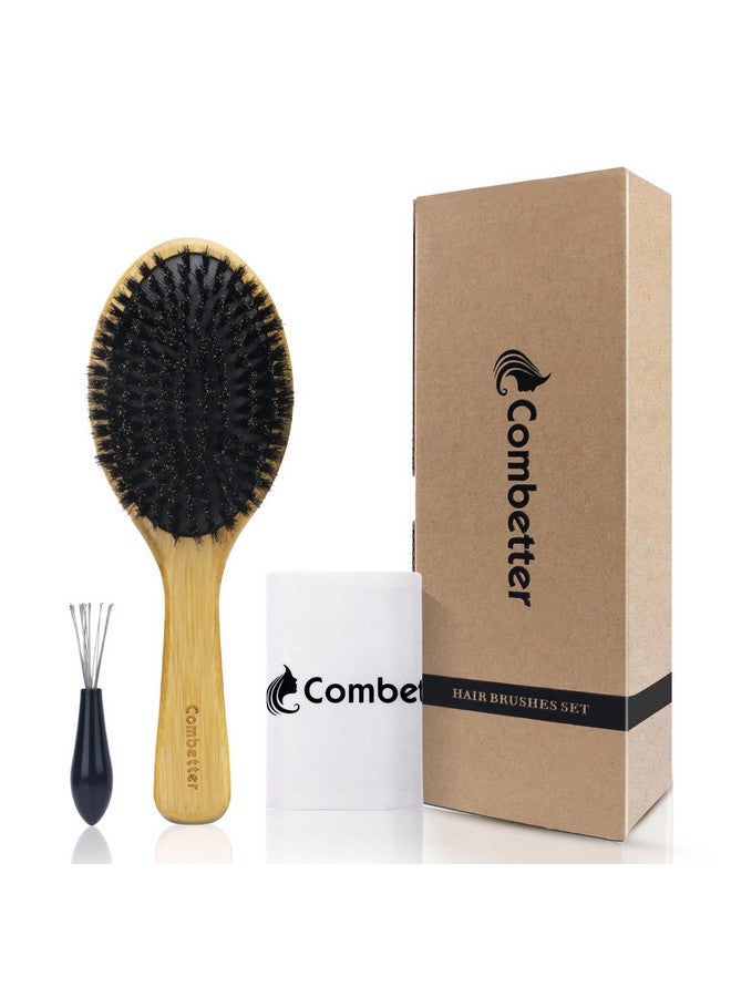 Combetter 100% Boar Bristle Hair Brush By Combetter Ecofriendly Hairbrush For Women Men & Kids Hair Smoothing And Massaging Detangling Enhance Shine &Health - Image 1
