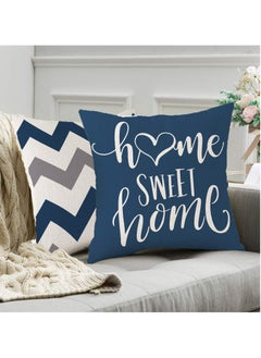 KASTWAVE Pillow Covers 18x18 Set of 4, Blue Geometric Throw Pillow Covers - Decorative Couch Pillow Cover for Sofa, Cushion Case Outdoor Home Decoration 45x45cm  - Image 3
