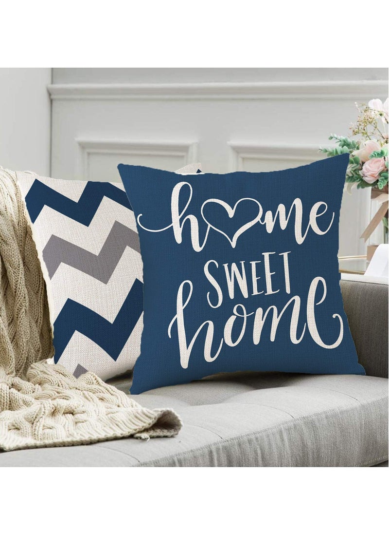 KASTWAVE Pillow Covers 18x18 Set of 4, Blue Geometric Throw Pillow Covers - Decorative Couch Pillow Cover for Sofa, Cushion Case Outdoor Home Decoration 45x45cm  - Image 3