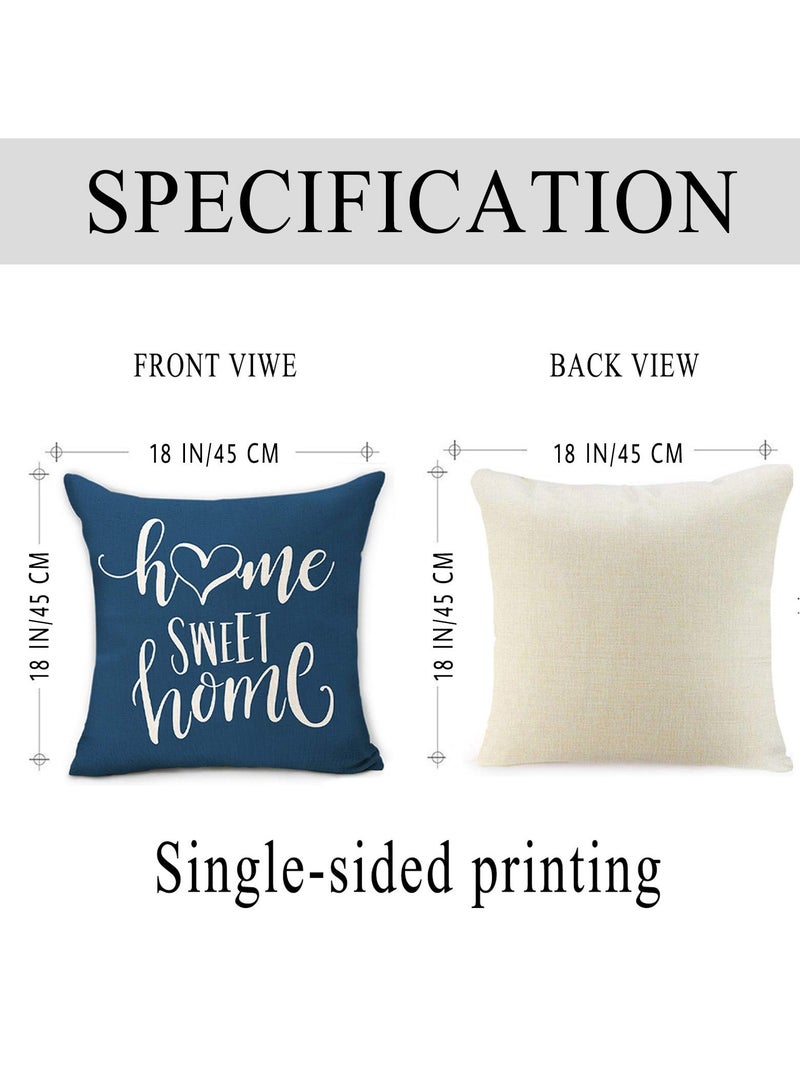 KASTWAVE Pillow Covers 18x18 Set of 4, Blue Geometric Throw Pillow Covers - Decorative Couch Pillow Cover for Sofa, Cushion Case Outdoor Home Decoration 45x45cm  - Image 2