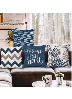 KASTWAVE Pillow Covers 18x18 Set of 4, Blue Geometric Throw Pillow Covers - Decorative Couch Pillow Cover for Sofa, Cushion Case Outdoor Home Decoration 45x45cm  - Image 5