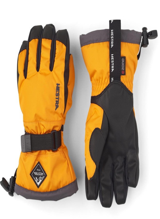 Hestra Gauntlet CZone Junior Glove (Youth 4-14yrs) | Waterproof, Insulated Kids Gloves for Winter, Skiing, Snowboarding - Orange/Graphite - 3 - Image 1