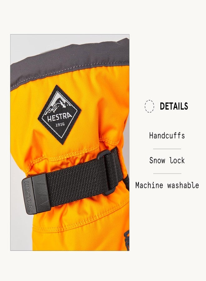 Hestra Gauntlet CZone Junior Glove (Youth 4-14yrs) | Waterproof, Insulated Kids Gloves for Winter, Skiing, Snowboarding - Orange/Graphite - 3 - Image 3