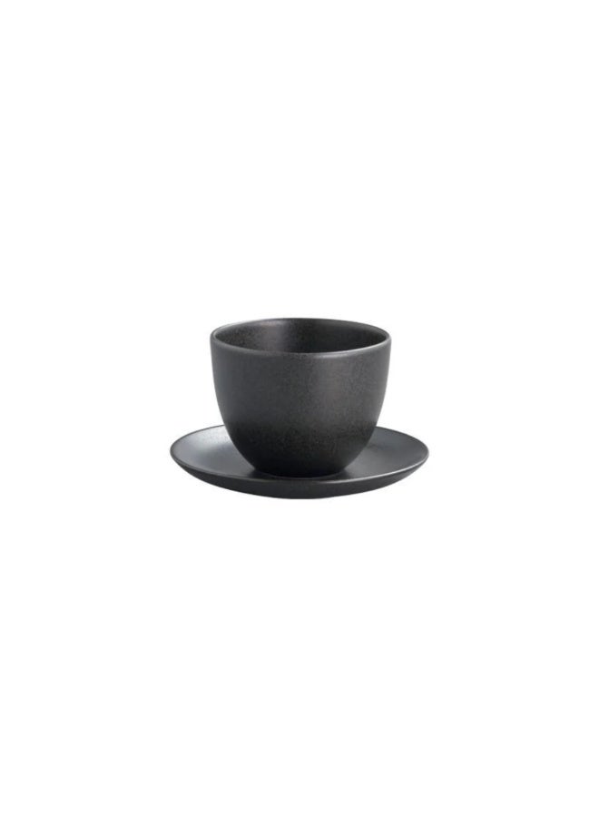 Kinto PEBBLE Porcelain Coffee Cup and Saucer Set Black 180ml - Image 1