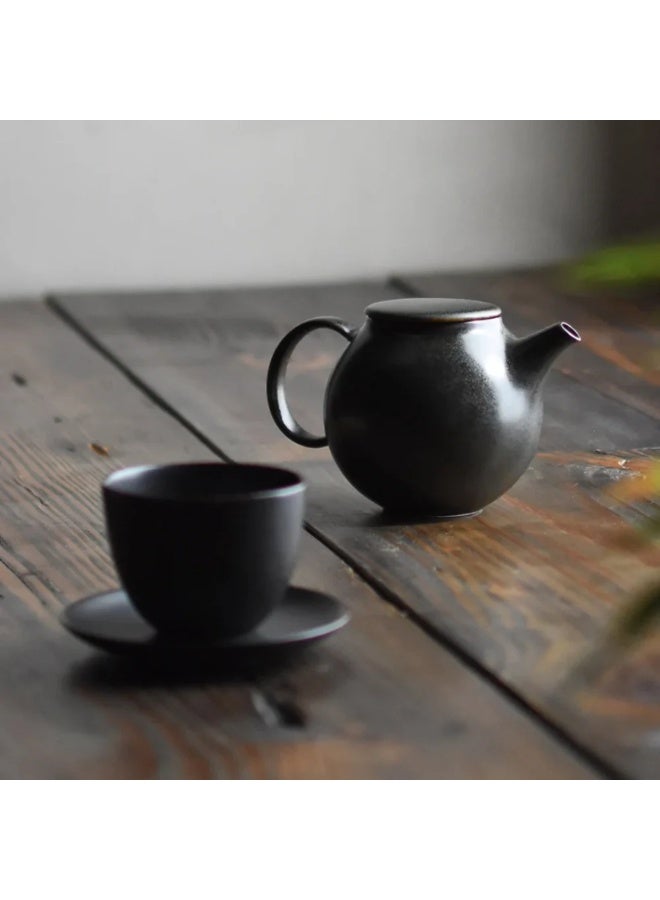 Kinto PEBBLE Porcelain Coffee Cup and Saucer Set Black 180ml - Image 2