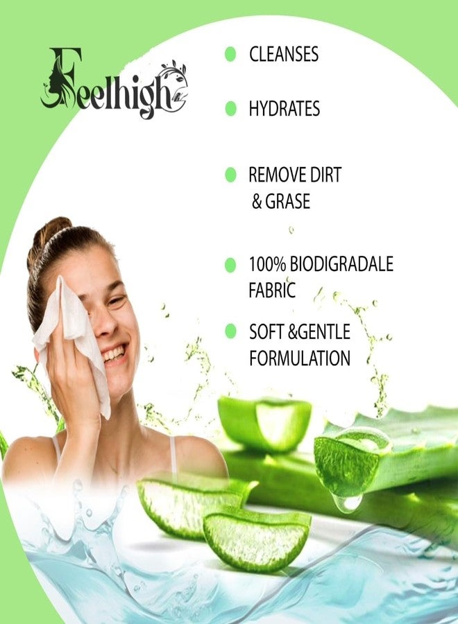 FEELHIGH مناديل فيلهاي لإزالة المكياج والوجه، عبوة من 3 مناديل، مناديل وجه فردية لطيفة مع خلاصة الصويا الغنية بالرطوبة للمساعدة في جعل بشرتك تبدو مشرقة، تركيبة مضادة للحساسية (متوسط، فراولة + صبار + فيتامين ج) - Image 2