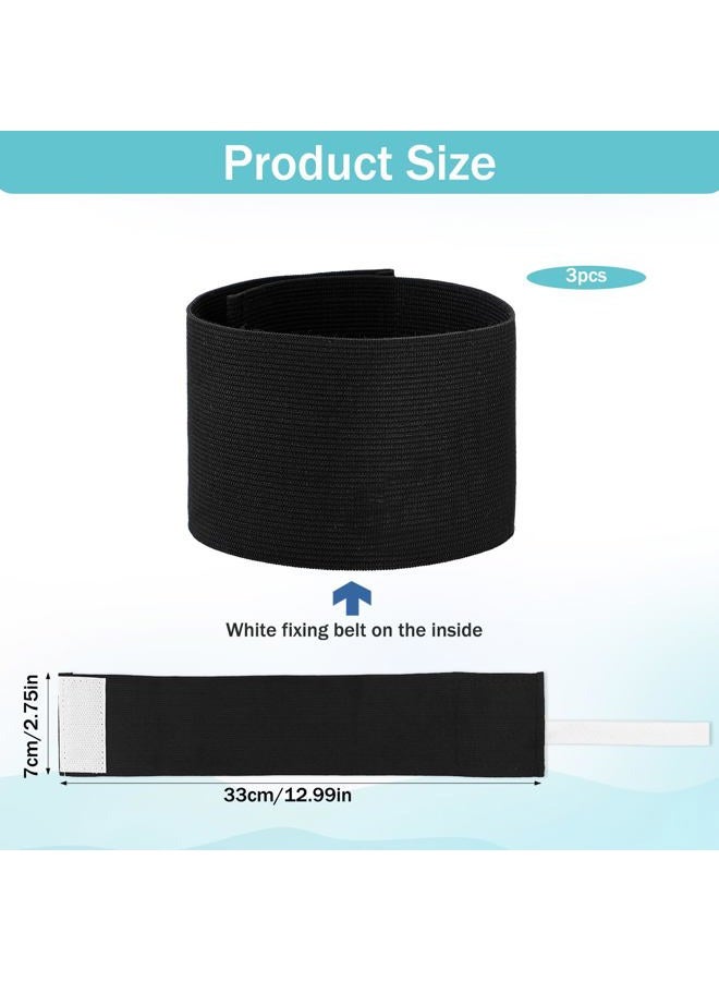 Styquenzer 7x33 CM/2.75x13 Inch 3 PCS Captain Armbands, Black Elastic Arm Band Adjustable Leader Armband Team Sport Armband Soccer Armband Memorial Armband Funeral Mourning Band for Volleyball Basketball Team - Image 2
