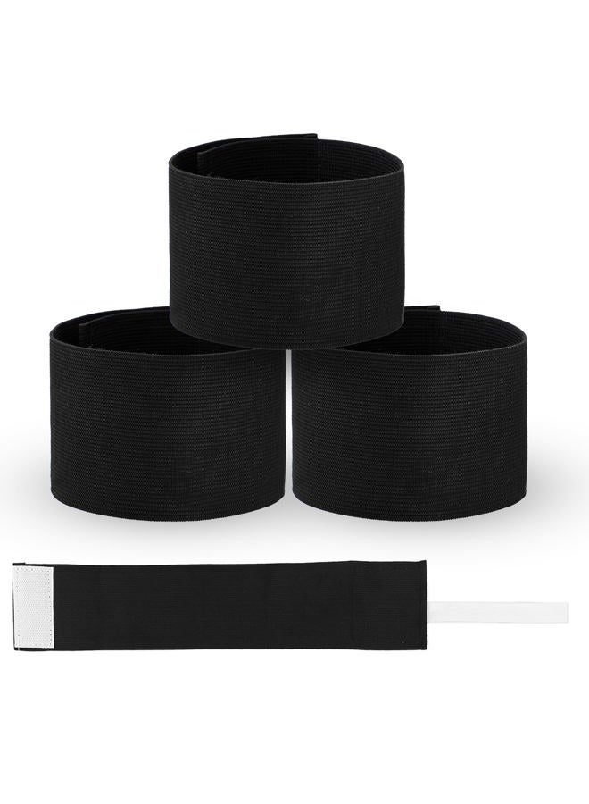 Styquenzer 7x33 CM/2.75x13 Inch 3 PCS Captain Armbands, Black Elastic Arm Band Adjustable Leader Armband Team Sport Armband Soccer Armband Memorial Armband Funeral Mourning Band for Volleyball Basketball Team - Image 1