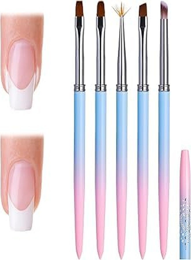 Ruby Face Rubyface Nail Art Brushes,5 Pcs Round&Angled Nail Brushes for on the Cuticles, Nail Brush, Finger nail Brushes for Nail Art and Designs - Image 1