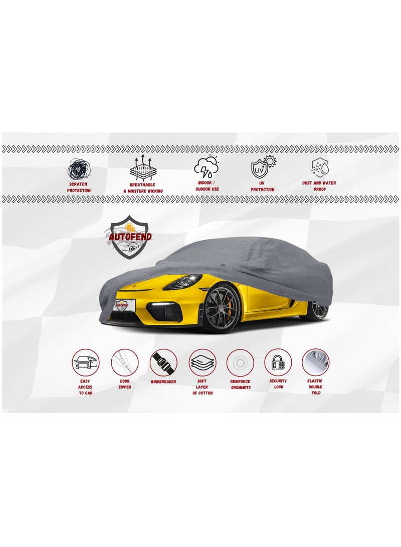 Zipporah All Weather Premium Lightweight 6-Layers Protective Car Cover 210T Compatible for 2018-2025 Porsche 718 Cayman with Left Driver Side Door Zipper, Security Lock and Mirror Pockets - Image 4