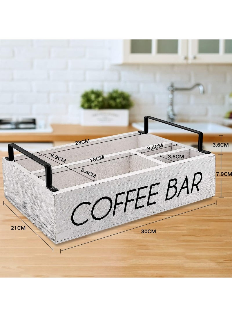 Arabest Coffee Station Organizer for Countertop Coffee Bar Accessories Organizer Wooden Coffee Bar Decor Bin Box Coffee Pods Holder Storage Basket for Sugar, Tea, Espresso, Cups  - Image 4