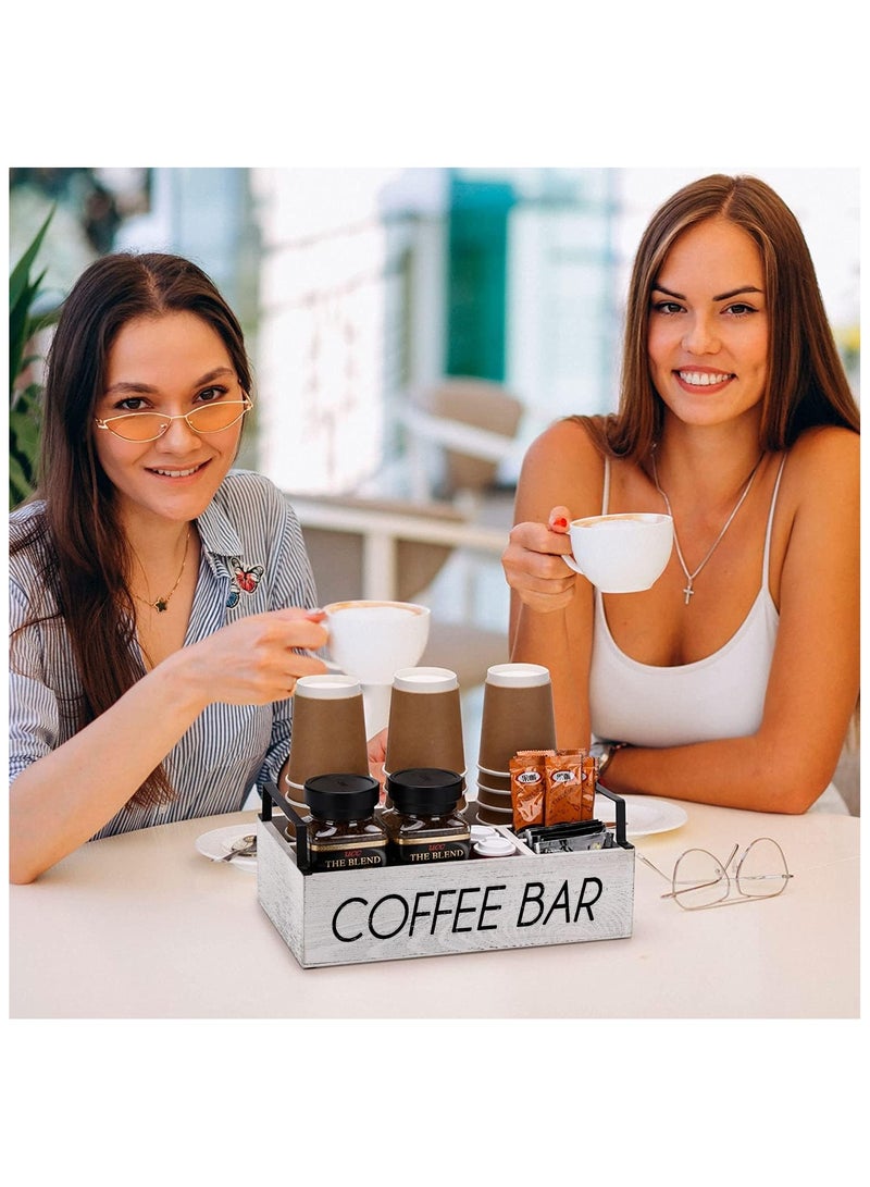 Arabest Coffee Station Organizer for Countertop Coffee Bar Accessories Organizer Wooden Coffee Bar Decor Bin Box Coffee Pods Holder Storage Basket for Sugar, Tea, Espresso, Cups  - Image 3