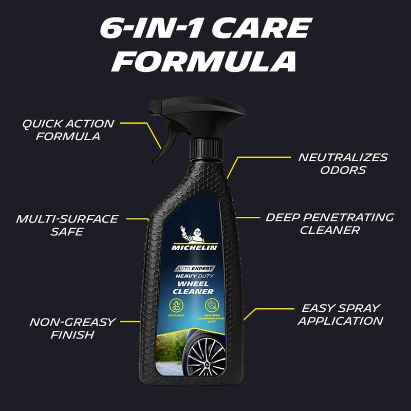 Michelin Wheel Cleaner 500ml | Powerful Brake Dust & Grime Remover | Acid Free Formula Safe on Alloy, Chrome & Painted Wheels Deep Cleaning Formula Restores Showroom Shine & Removes Iron Contaminants - Image 2