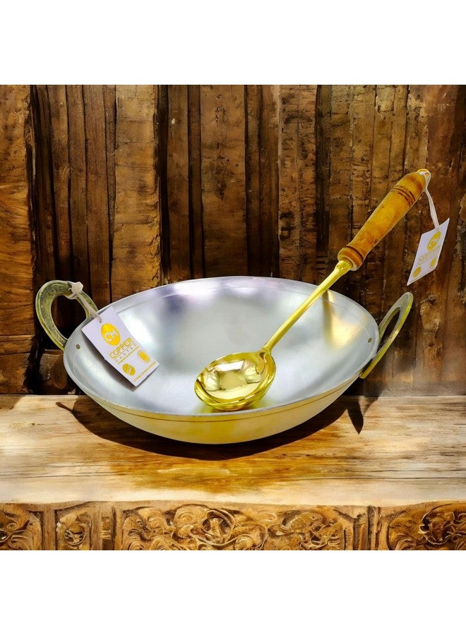 Copper-Master Pure Brass Cooking Kadhai and Ladle Set Non-Toxic 2.5L Handcrafted Indian Wok for Stir Fry Deep Fry Sauteing, Suitable for Veg and Non Veg. - Image 1