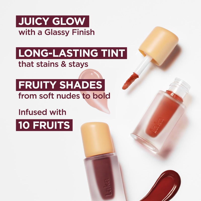 Laka Fruity Glam Lip Tint Mini, 1.9g/0.07oz, Glowing Lip Stain with Wide Color Spectrum, Hydrating & Lightweight Texture, Long-Lasting Bold Stain, Non-Sticky, Vegan, K-Beauty (#109 Fresh) - Image 3