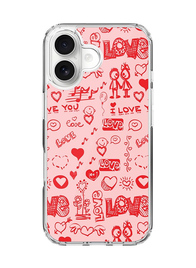 Stylizedd Classic Clear MagSafe Case for iPhone 17 , Hybrid Soft Case Flexible Edges Anti Drop TPU PC Gel Thin Transparent Cover [ Designed for iPhone 17 ] - Love Doodle Full Print