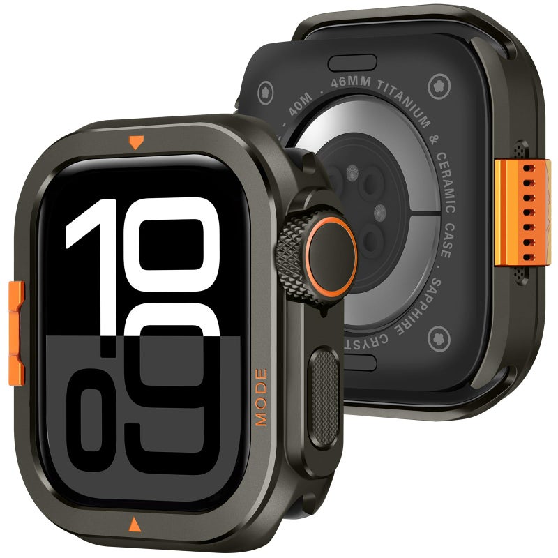 Amizee Metal Case Compatible with Apple Watch Series 11/10 46mm Case with Back Cover, Rugged Protective Bumper Cover for iWatch 46mm, Graphite - Image 1