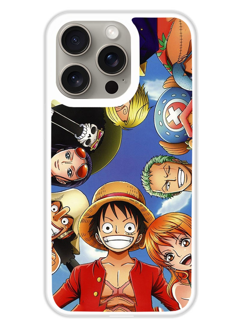 Theodor غطاء حماية لجهاز أبل آيفون 15 برو أنمي ون بيس (واقي أبيض) - Image 1