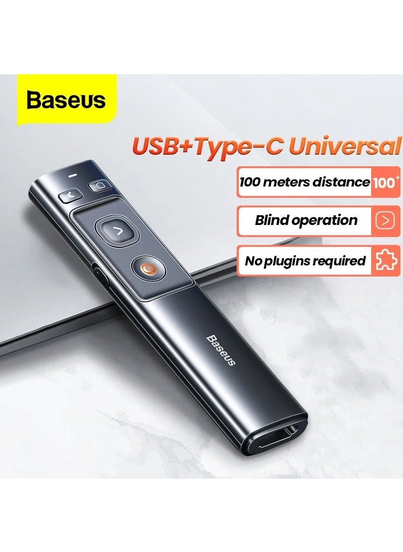 Baseus Baseus Wireless Presenter Pen 2.4Ghz  USB/Type-C Bluetooth ReceiverAdapter Handheld Remote Control Pointer Red Pen PPT Power Point Presentation Pointer  - Image 1
