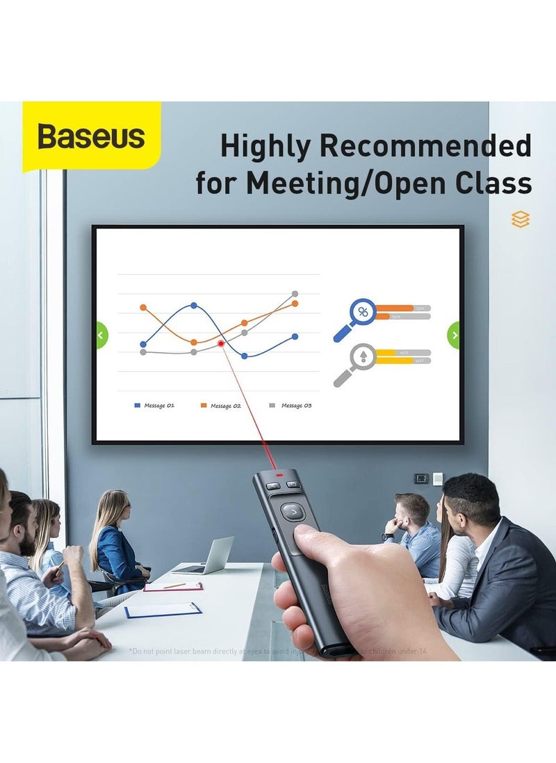 Baseus Baseus Wireless Presenter Pen 2.4Ghz  USB/Type-C Bluetooth ReceiverAdapter Handheld Remote Control Pointer Red Pen PPT Power Point Presentation Pointer  - Image 5