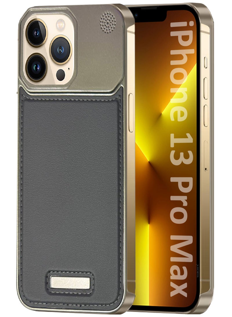 CATANES iPhone 13 Pro Max Case Leather Metal Design, Slim Lightweight Minimalist Cover - Image 1