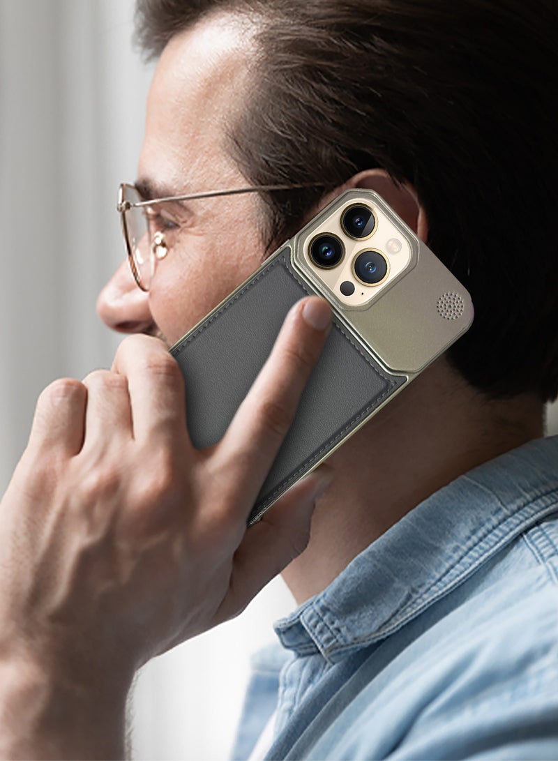 CATANES iPhone 13 Pro Max Case Leather Metal Design, Slim Lightweight Minimalist Cover - Image 4