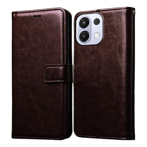 Casotec Flip Cover Back Case for Oppo K13 5G | Premium Leather Finish | Inbuilt Pockets & Stand | Flip Cover Back Case for Oppo K13 5G (Coffee) - Image 1