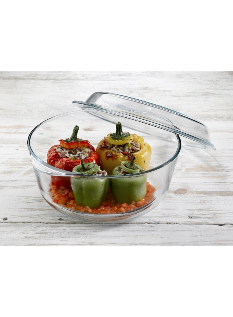 Paşabahçe Pasabahce Borcam Round Casserole 3150cc with Cover – Oven-Safe Cookware GB - Image 1