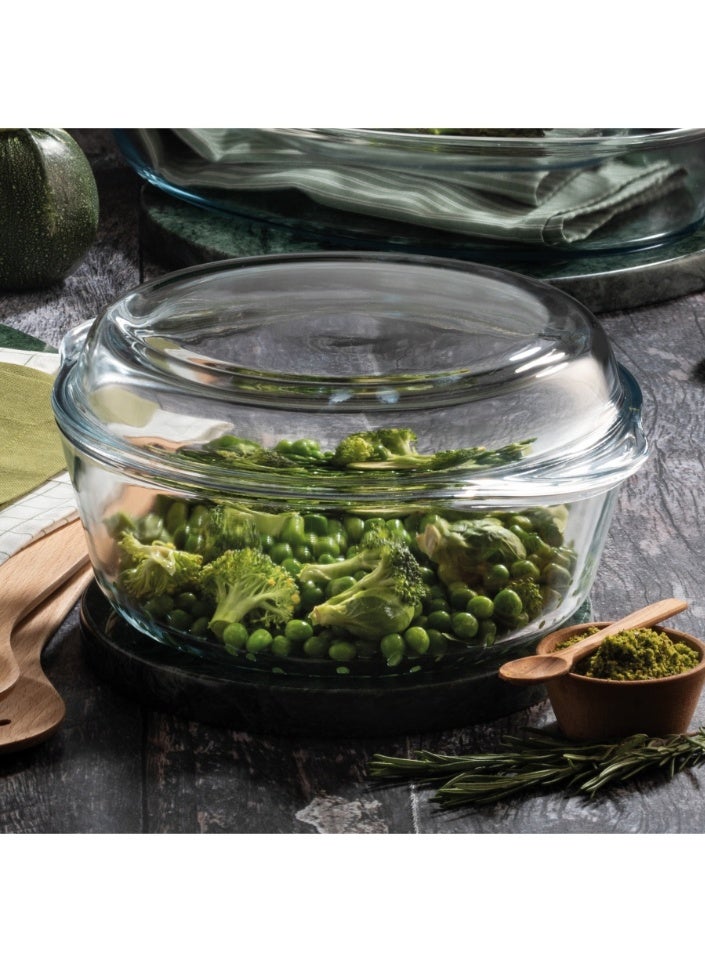 Paşabahçe Pasabahce Borcam Round Casserole 3150cc with Cover – Oven-Safe Cookware GB - Image 2