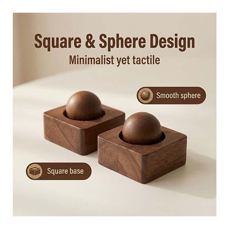 Car Fragrance Diffuser 4pcs Walnut Wood with 2 Wooden Balls and 2 Square Bases Flameless Aroma Diffuser Natural Solid Wood Car And Home Fragrance Ornament No Scent Source - Image 1
