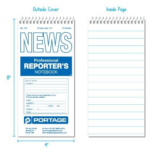 Portage Reporter’s Notebook – Spiral Notebook, Notepad, Writing Pad for Professional Reporters & Journalists for Taking Notes, Field Book, Pittman Ruled– 4 x 8 Inches, 70 Sheets / 140 Pages (Pack of 3) - Image 4