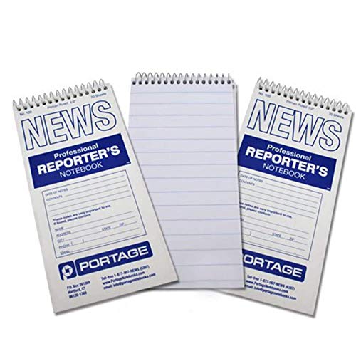 Portage Reporter’s Notebook – Spiral Notebook, Notepad, Writing Pad for Professional Reporters & Journalists for Taking Notes, Field Book, Pittman Ruled– 4 x 8 Inches, 70 Sheets / 140 Pages (Pack of 3) - Image 1