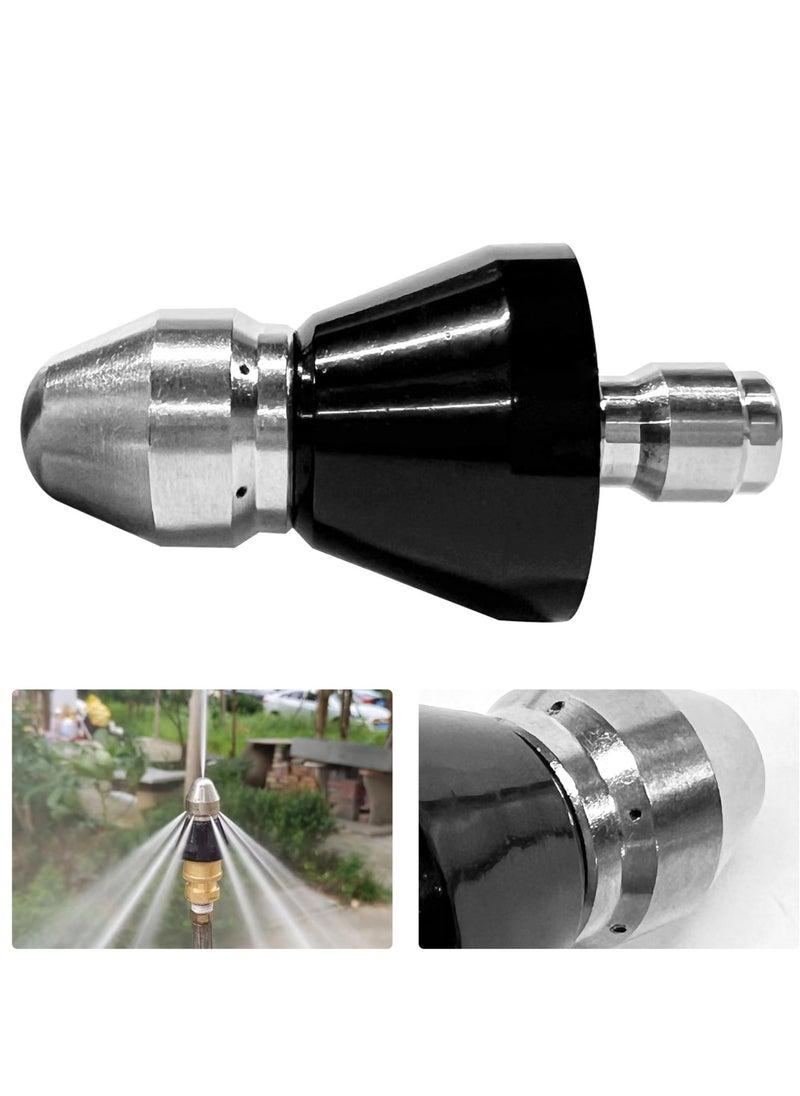 KASTWAVE - Pressure Washer Sewer Jetter Nozzle with Stainless Steel, Mini Compact Durable Jet Nozzle,Drain Jetter Hose Nozzle with 1/4" Quick Connector 1 Front Jet and 6 Rear Jets, 5800 PSI (1/4 Short Head) - Image 1