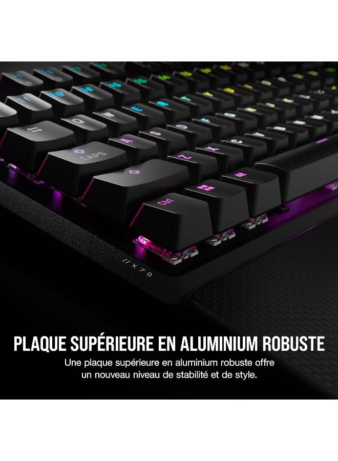 جايمنغ CORSAIR K70 CORE RGB Mechanical Wired Gaming Keyboard with Palmrest – Pre-Lubed MLX Red Linear Switches, SOCD, ABS Double-Shot Keycaps, Sound Dampening, Media Control Dial, QWERTY NA – Black - Image 3