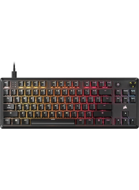 CORSAIR K70 CORE RGB Mechanical Wired Gaming Keyboard with Palmrest – Pre-Lubed MLX Red Linear Switches, SOCD, ABS Double-Shot Keycaps, Sound Dampening, Media Control Dial, QWERTY NA – Black